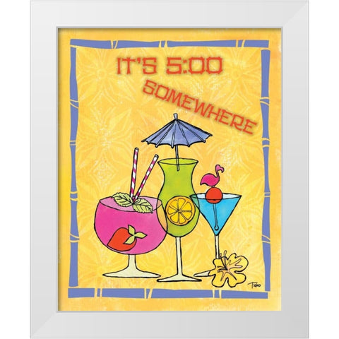 Tiki Time IV White Modern Wood Framed Art Print by Woo, Teresa