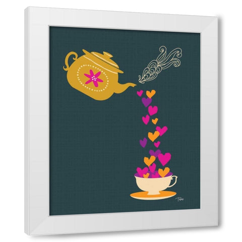 Tea Love White Modern Wood Framed Art Print by Woo, Teresa