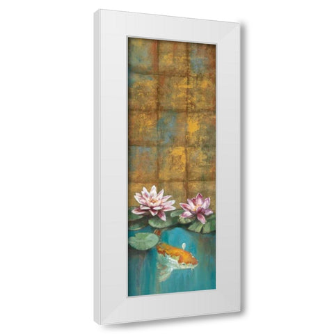 Golden Koi I White Modern Wood Framed Art Print by Werbelow, Selina