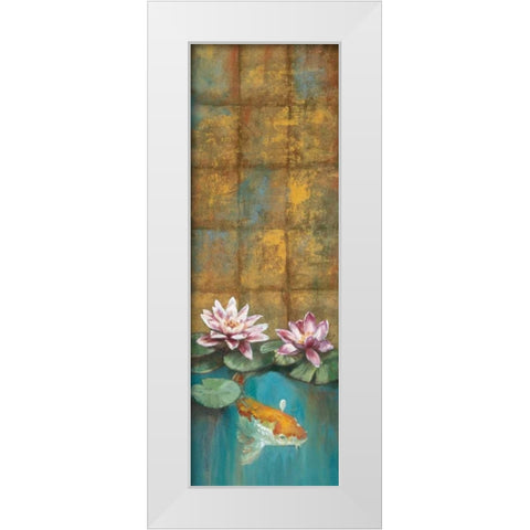 Golden Koi I White Modern Wood Framed Art Print by Werbelow, Selina