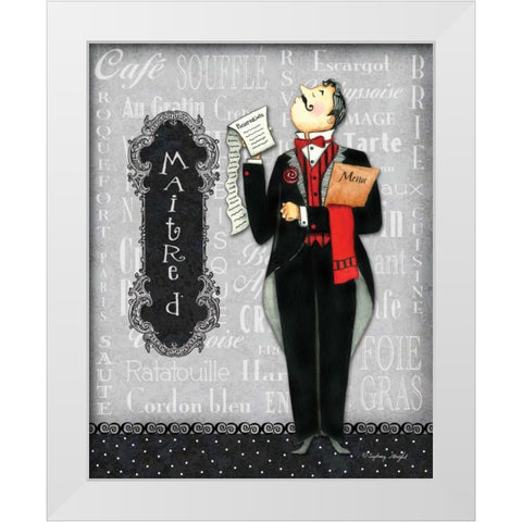 Maitre D White Modern Wood Framed Art Print by Wright, Sydney