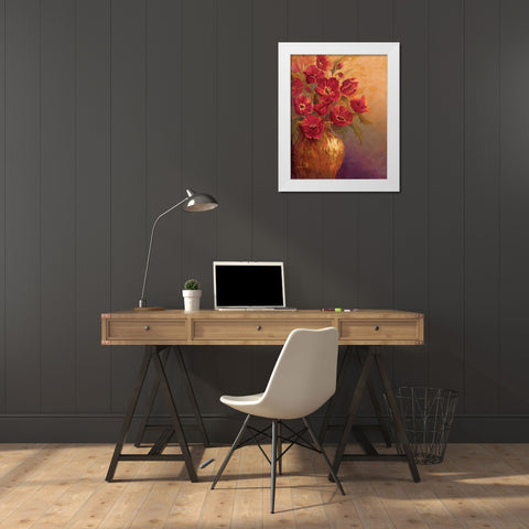 Crimson and Brass I White Modern Wood Framed Art Print by Wacaster, Linda