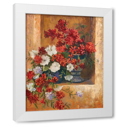 Flores de Espana I White Modern Wood Framed Art Print by Wacaster, Linda