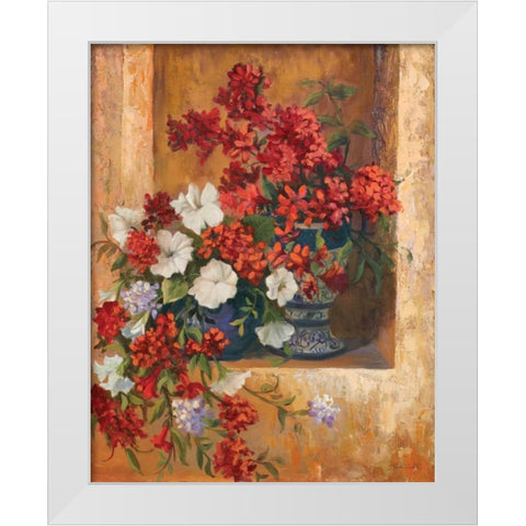 Flores de Espana I White Modern Wood Framed Art Print by Wacaster, Linda