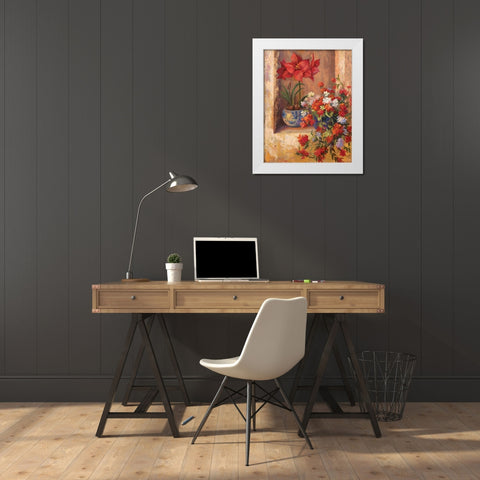 Flores de Espana II White Modern Wood Framed Art Print by Wacaster, Linda