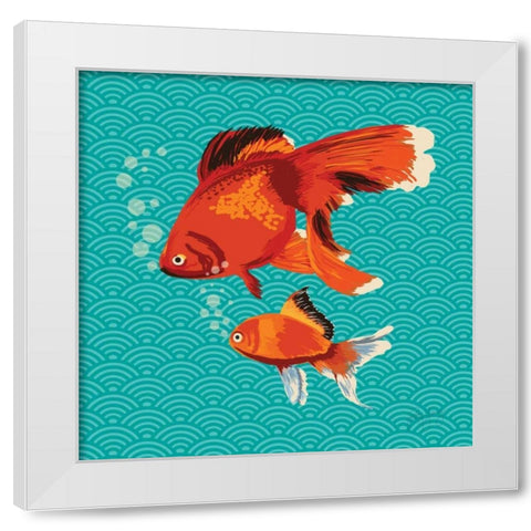 Goldfish I White Modern Wood Framed Art Print by Young, Patty