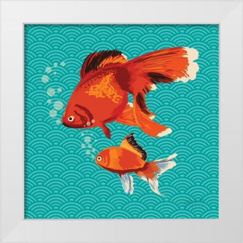 Goldfish I White Modern Wood Framed Art Print by Young, Patty