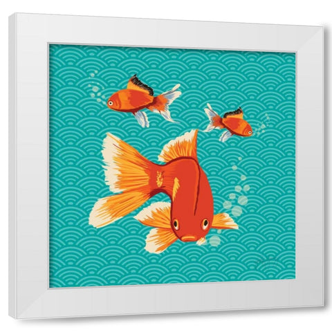 Goldfish II White Modern Wood Framed Art Print by Young, Patty