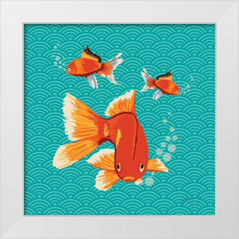 Goldfish II White Modern Wood Framed Art Print by Young, Patty