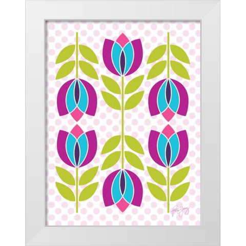 Mod Tulips III White Modern Wood Framed Art Print by Young, Patty