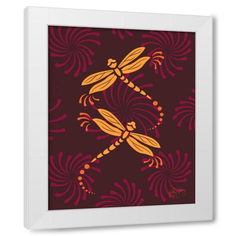 Modern Dragonflies White Modern Wood Framed Art Print by Young, Patty