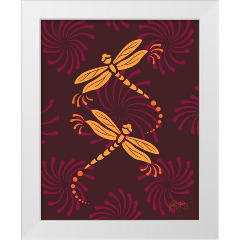 Modern Dragonflies White Modern Wood Framed Art Print by Young, Patty