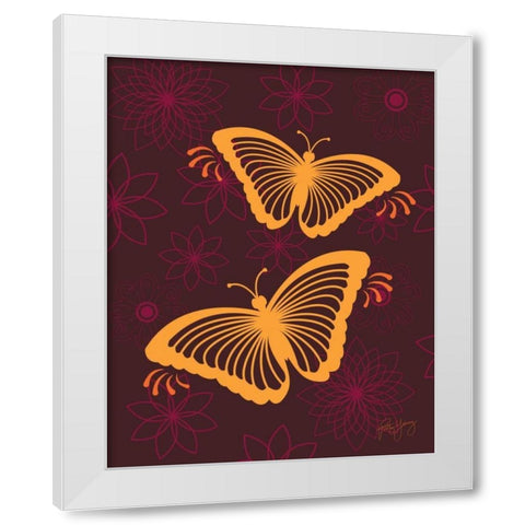 Modern Butterflies White Modern Wood Framed Art Print by Young, Patty