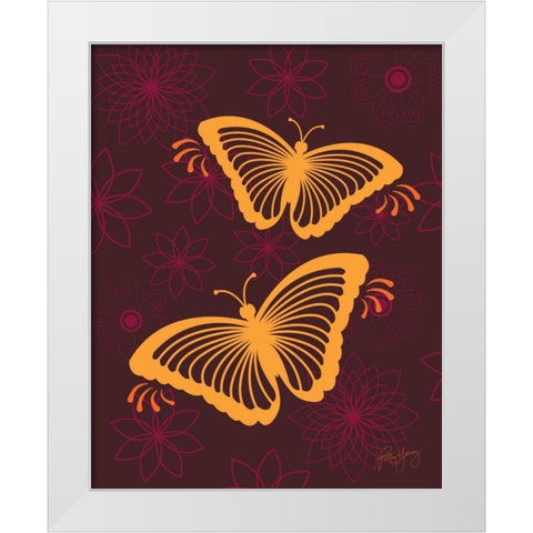 Modern Butterflies White Modern Wood Framed Art Print by Young, Patty