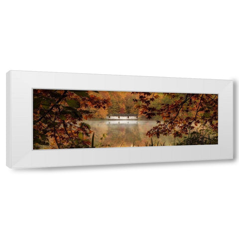 Autumn Bridge Panorama White Modern Wood Framed Art Print by Head, Danny