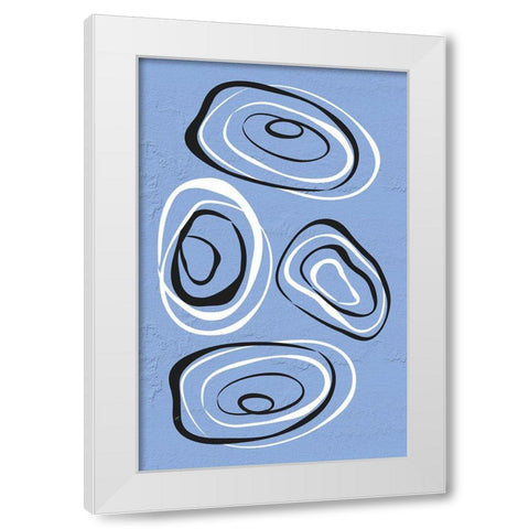 Water Circles Blue White Modern Wood Framed Art Print by Aesthete