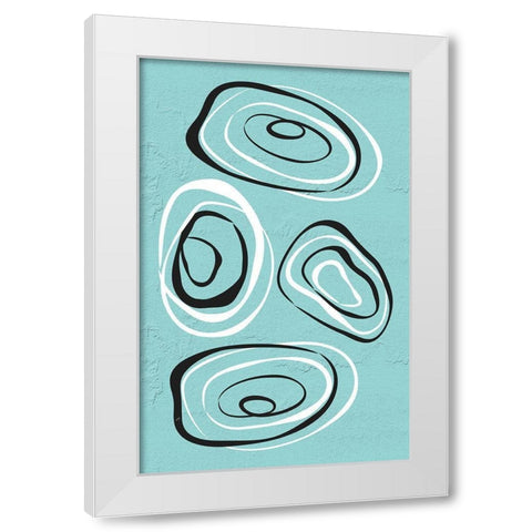 Water Circles Cyan White Modern Wood Framed Art Print by Aesthete