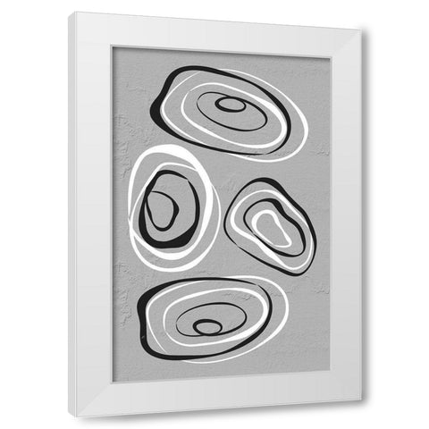 Water Circles Grey White Modern Wood Framed Art Print by Aesthete