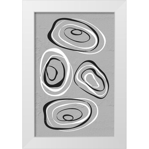 Water Circles Grey White Modern Wood Framed Art Print by Aesthete