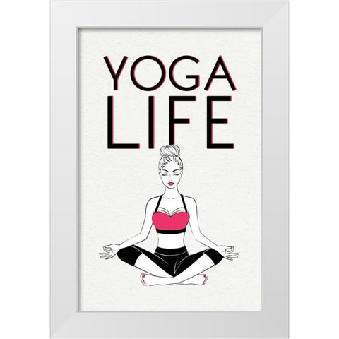 Yoga Life White Modern Wood Framed Art Print by Aesthete