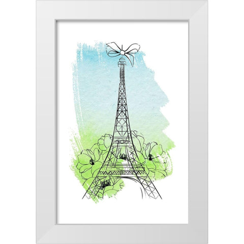 Eiffel Tower White Modern Wood Framed Art Print by Aesthete