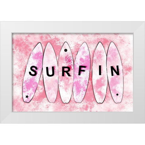 Surfin Pink White Modern Wood Framed Art Print by Aesthete