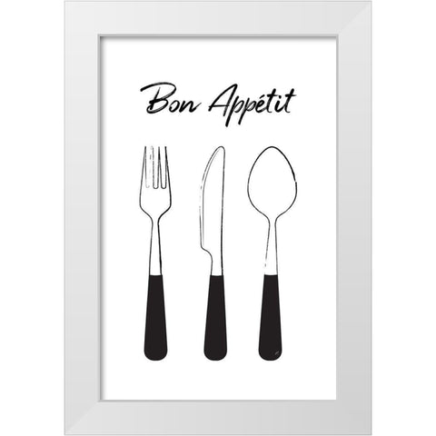 Bon Appetit White Modern Wood Framed Art Print by Aesthete