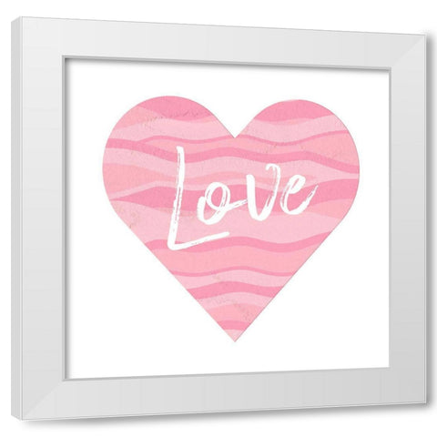 Wave Heart Love White Modern Wood Framed Art Print by Aesthete