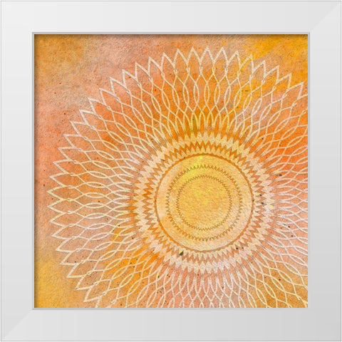 Mandala Orange White Modern Wood Framed Art Print by Aesthete