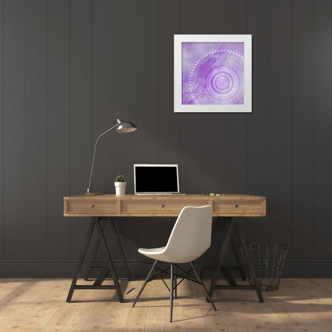 Mandala Purple White Modern Wood Framed Art Print by Aesthete