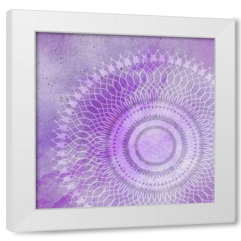 Mandala Purple White Modern Wood Framed Art Print by Aesthete