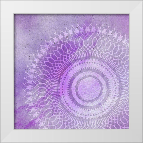 Mandala Purple White Modern Wood Framed Art Print by Aesthete