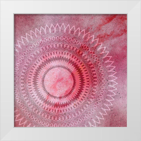 Mandala Pink White Modern Wood Framed Art Print by Aesthete