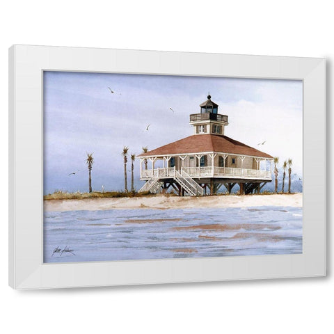 Boca Grand Lighthouse - Fl. White Modern Wood Framed Art Print by Rizzo, Gene