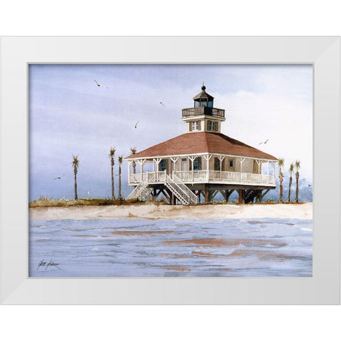 Boca Grand Lighthouse - Fl. White Modern Wood Framed Art Print by Rizzo, Gene