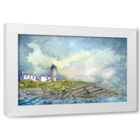 Beavertail Lighthouse - R.I. White Modern Wood Framed Art Print by Rizzo, Gene