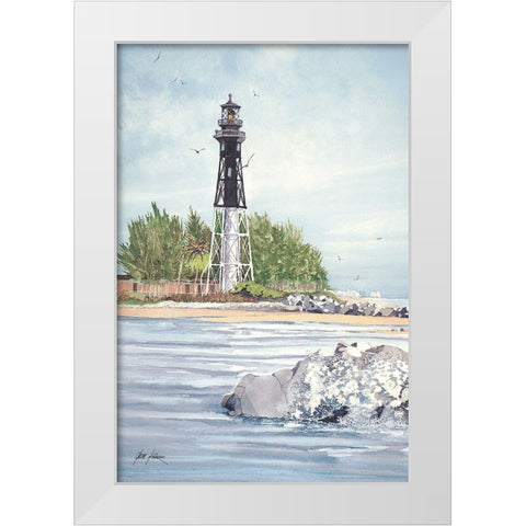 Hillsboro Inlet Lighthouse - Fl. White Modern Wood Framed Art Print by Rizzo, Gene