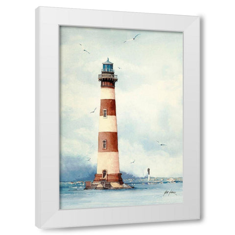 Old Charleston Lighthouse - S.C. White Modern Wood Framed Art Print by Rizzo, Gene