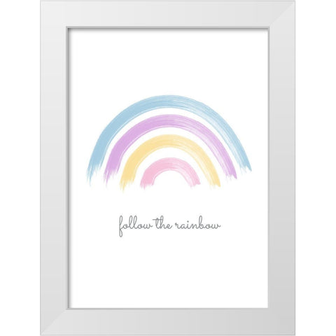Follow the Rainbow White Modern Wood Framed Art Print by Ratcliffe, Tiffany