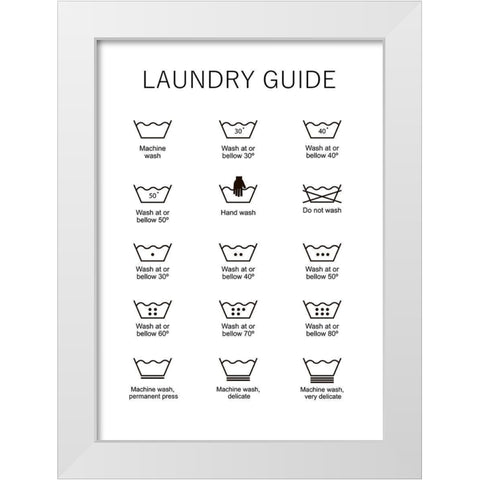 Laundry Guide White Modern Wood Framed Art Print by Mi, Suki