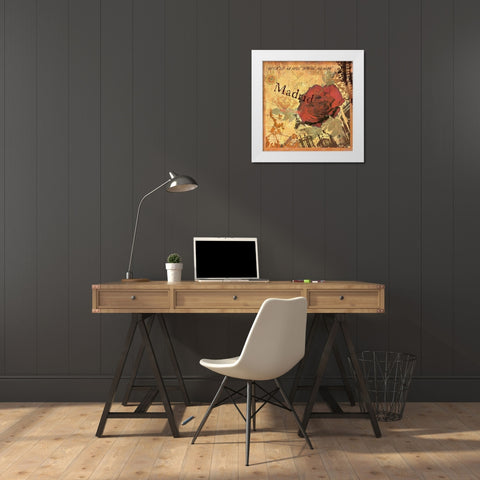 Latitude and Longitude Travel to Madrid White Modern Wood Framed Art Print by Art Licensing Studio