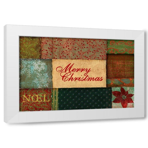 Christmas Patches White Modern Wood Framed Art Print by Art Licensing Studio