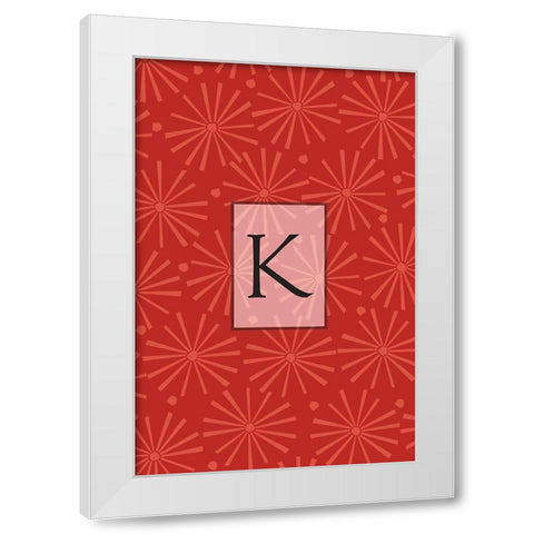 Initials Pattern K White Modern Wood Framed Art Print by Art Licensing Studio