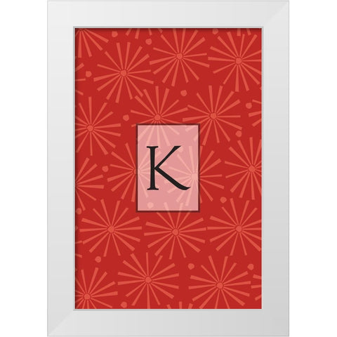 Initials Pattern K White Modern Wood Framed Art Print by Art Licensing Studio