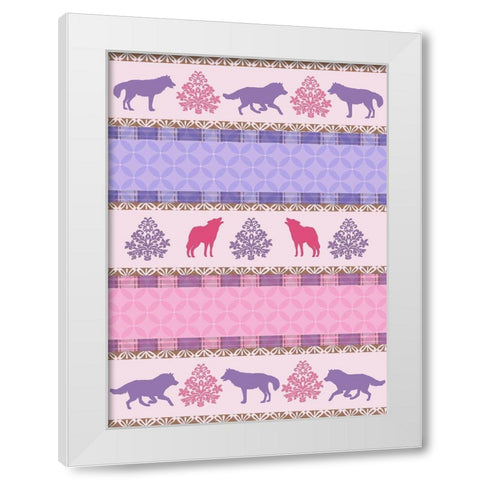 Roving Wolf Pattern White Modern Wood Framed Art Print by Art Licensing Studio
