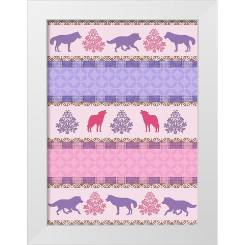 Roving Wolf Pattern White Modern Wood Framed Art Print by Art Licensing Studio