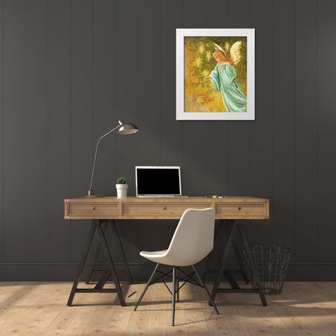 Candle Lighting Angel White Modern Wood Framed Art Print by Art Licensing Studio