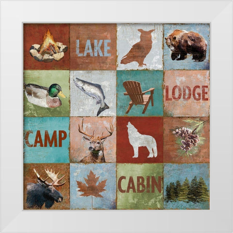 North Woods Squares White Modern Wood Framed Art Print by Art Licensing Studio