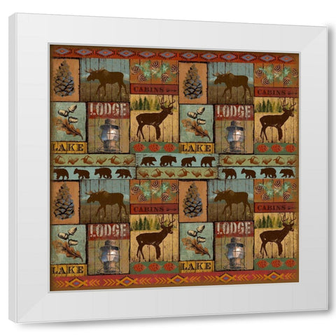 Patchwork Lodge and Cabin White Modern Wood Framed Art Print by Art Licensing Studio