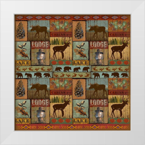 Patchwork Lodge and Cabin White Modern Wood Framed Art Print by Art Licensing Studio